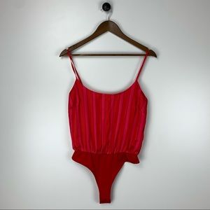 Lovers + Friends Red Pink Bodysuit Adjustable Shoulder Straps Women’s XS